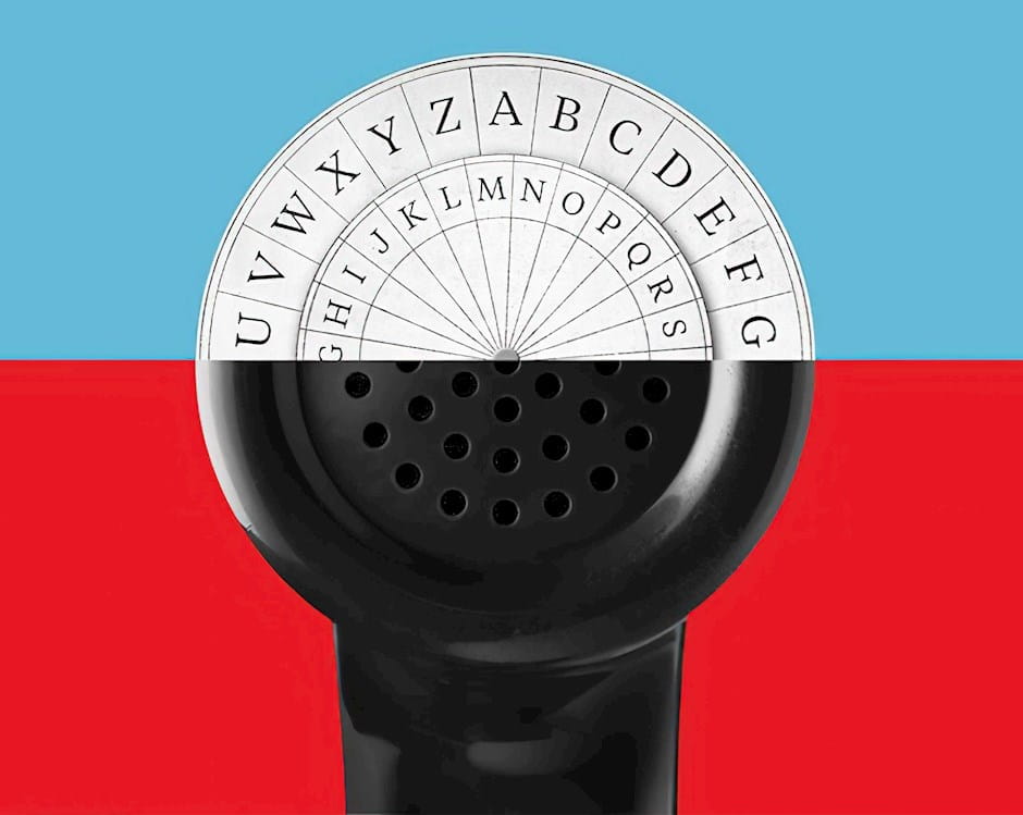 Old telephone split open with a word chart