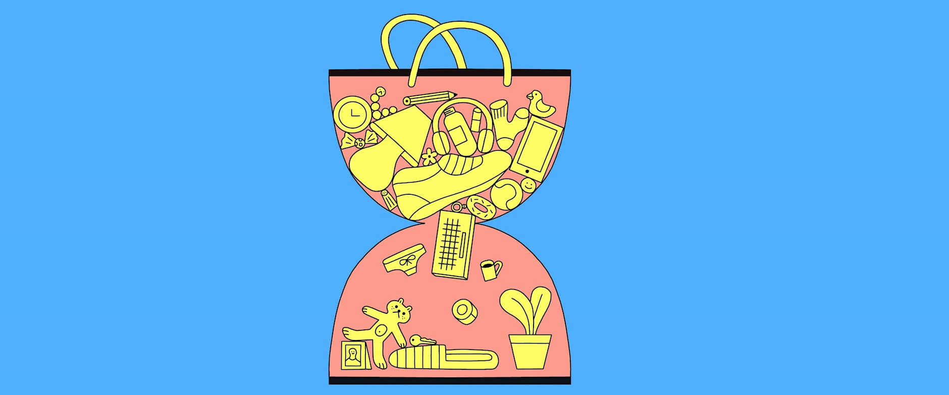 Shopping bag in the shape of an hourglass
