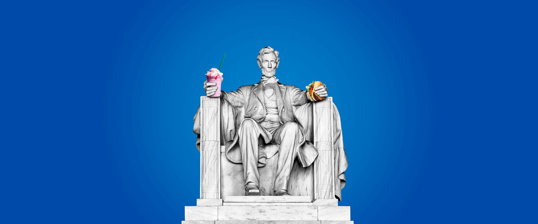 Lincoln Memorial holding junk food