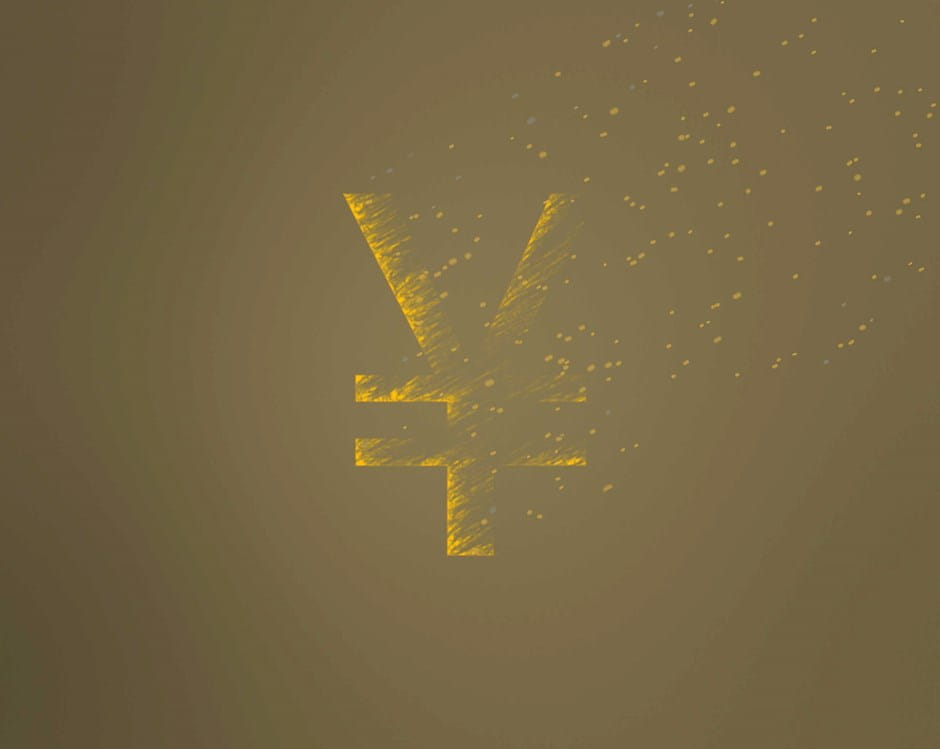 Dissolving yen symbol