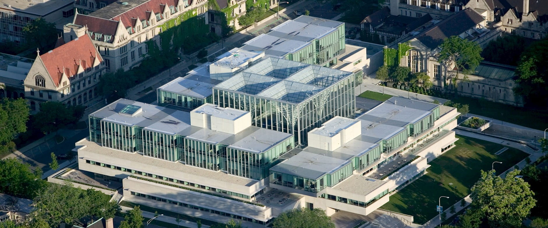 Drone photo of The Harper Center glass ceiling
